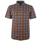 CASA MODA ORANGE CHECK S/S SHIRT-shirts casual & business-BIGGUY.COM.AU