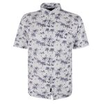 GAZMAN NAVY PALM LINEN BLEND S/S SHIRT-sale clearance-BIGGUY.COM.AU